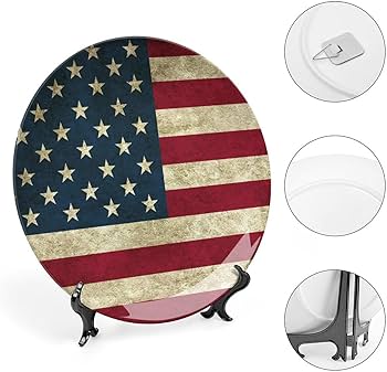 Amazon.com: American Flag Decorative Plate for Wall Hanging USA